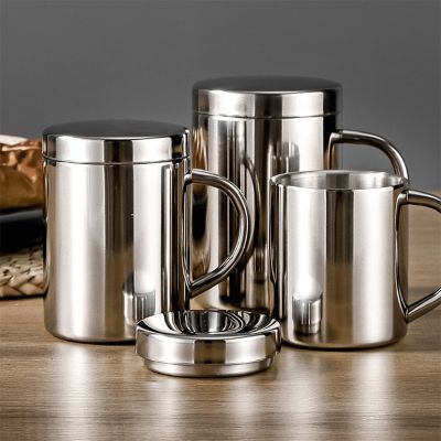 50LB Kitchen Stainless Steel Coffee Mug Easy Grip With Lid Bar Double Wall Drinking Milk Office Large Capacity Thermal Insula