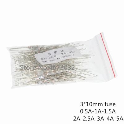【YF】 100pcs 3x10mm 0.5A/1A/2A/3A/5A Axial fast glass fuse with lead wire 3x10 0.5A 1A 2A 3A 5A