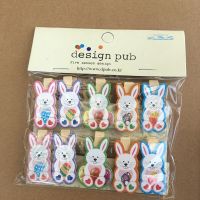10pc Cartoon Animal Cute Rabbit Small Wooden Clip Photo Clips Clothespin For DIY Birthday Easter Wedding Party Decor Supplies Clips Pins Tacks