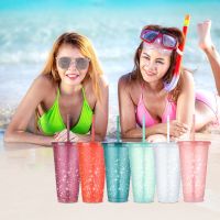 Girl Flash Powder Straw Cup Glitter Drink Cup Reusable Coffee Juice Mug Plastic Cup Water Bottle Drinkware Outdoor Drinking Cup