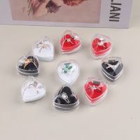 20pcs/lot 3 Color Options Jewelry Package Ring Earring Box Acrylic Transparent Wedding Packaging Jewelry Heart-Shape Box