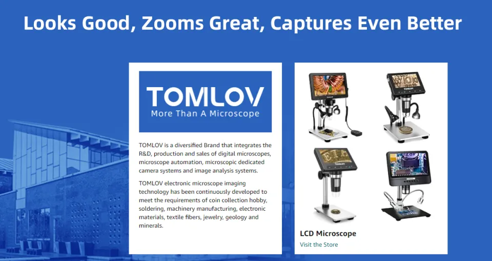 2K 7'' Coin Microscope, TOMLOV 1200X Digital Microscope with Remote  Control, Adjustable Lights & 32GB Card, HDMI LCD 24MP Microscope DM401 Pro