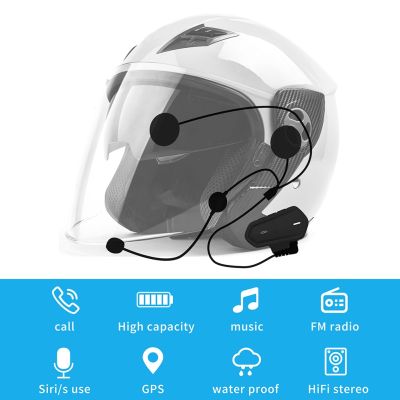 【LZ】♞✹﹊  Motocicleta Música Capacete Headphone Compatível com Bluetooth Rádio FM Navegação Call Kit Impermeável para Ciclismo