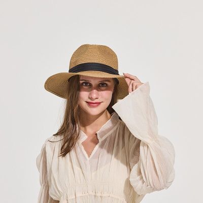 หมวกหน้าร้อน Sparsil หมวกสำหรับผู้หญิงหมวกเสื้ออังกฤษเดียวพับได้หมวกปานามาใส่เที่ยวทะเลหมวกฟางแดดแดดหมวกครอบทรงถัง