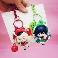 1pc Random Key Ring Genshin Impact Keychain Cartoon Figure Klee Venti Barbara Action Figures Bag Pendant Anime Accessories Gifts