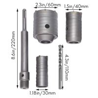 Concrete Hole Saw Kits SDS Plus Wall Hole Cutter Cement Drill Bit Sets(30, 40, 60mm), with 220mm Connecting Rod