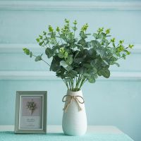 【YF】  10pcs 12” Eucalyptus Leaves Bunch Branch Artificial Plastic Stems Wedding Faux Fake FlowersTH