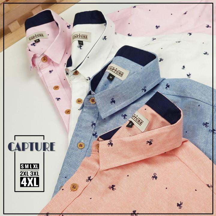 capture-shirt-เสื้อเชิ้ตผู้ชาย-คอปก-แขนสั้น-oxford-ลายคิวปิด-สีโอรส-มีถึงอก-48-นิ้ว