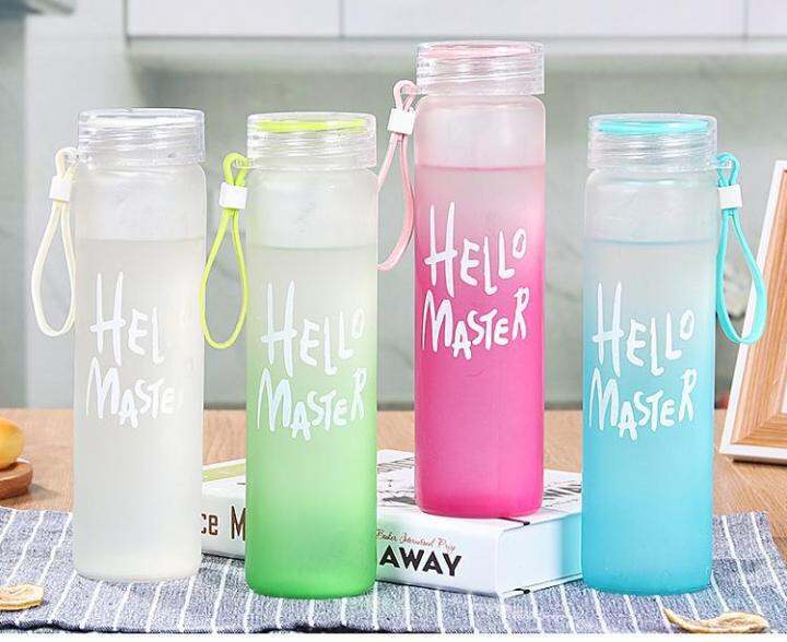 MEETT 500ml Hello Master Bottle Water Drinking Glass Water Bottles ...