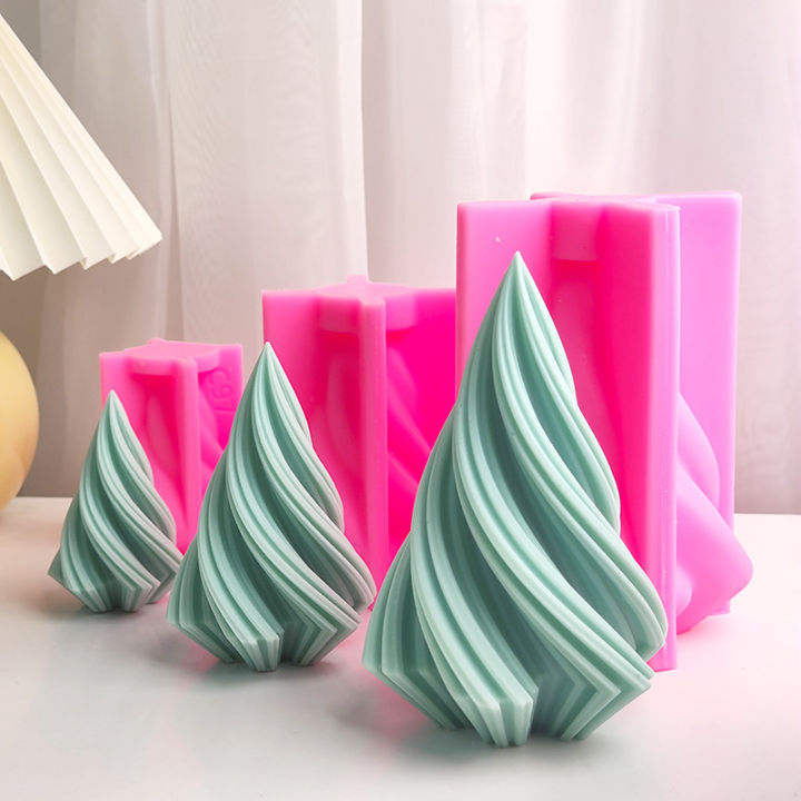 large-rotary-cone-candle-mold-diy-christmas-tree-geometric-striped-soap-aromatpy-resin-plaster-making-mould-home-decor-gift