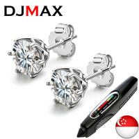 DJMAX Real 0.5-1 Carat D Color Moissanite Stud Earrings For Women Top Quality White Gold 100 925 Sterling Silver Jewelry 2022