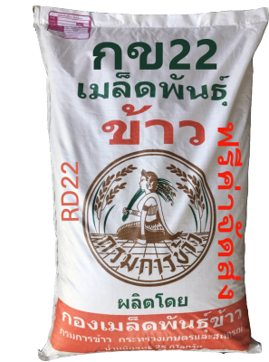 ส่งฟรี เมล็ดพันธุ์ข้าว กข22 กรมการข้าว  ข้าวเหนียวหอมต้นเตี้ยทนโรคไหม้และแมลงบั่วให้ผลผลิตสูง