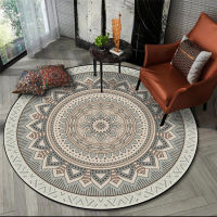 Gray Mandala Flower Car Round Bohemian Rug Simple Ethinic Style Floor Mat Office Chair Bedroom Bedside Car Washable