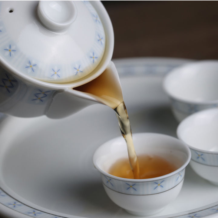 สไตล์เก่าเซรามิกหม้ออบปกชาม-underglaze-ข้าวสาลีหูดอกไม้-gaiwan-กรองกาน้ำชาชามชาถ้วยชา-chawan-จีน-t-eaware-ชุด
