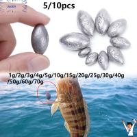 SOOTM 5/10Pcs คุณภาพสูง น้ำหนักเพิ่มเติม Line Sinkers ขั้วต่อตะขอ รูปมะกอก ตกปลาตะกั่วตก Sinker