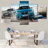 Blue Sports Car Modular Wall Art โปสเตอร์ภาพผ้าใบ-5แผงชุดสำหรับตกแต่งบ้าน,ห้องนอน,ห้องนั่งเล่น-ไม่มีกรอบรวม