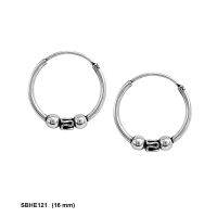 Silver thai 16 mm sterling silver ball beads hoop earrings, 16 มม.  เครื่องประดับเงินแท้ เงินสเตอร์ลิงลูกปัดลูกต่างหูห่วง,