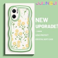 Jlingji เคสสำหรับ Xiaomi MI Xiaomi MI Redmi 10 5G Note 11E 5G Redmi 11 Prime เคสแฟชั่นดอกไม้สดสีครีมดีไซน์ใหม่ลายคลื่นขอบโปร่งใสลายกล้องถ่ายรูปเคสมือถือกันกระแทกแบบใสนิ่มเรียบง่ายป้องกันอ่อนโยน