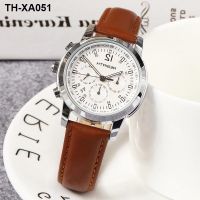 Business casual watch womens mens simple waterproof light luxury niche belt retro running second timer