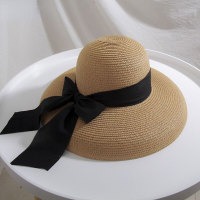 2021 Summer womens Big Bow Sun Hat Hepburn Style Vintage Design Wide side Straw Hat Solid Color Anti-UV Holiday Beach Hat