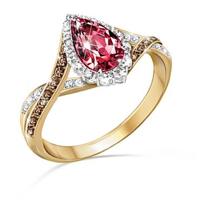 [COD] ยูนเถา แหวนเพชรรูปหัวใจแฟชั่นหรูหราเจ้าสาวงานแต่งงานหมั้นเสน่ห์แหวนทับทิมของขวัญเครื่องประดับ