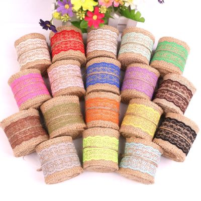 2Meters/Roll (6cm Width) Natural Jute Burlap Ribbon Rustic Vintage Wedding Decoration Lace Hessian Roll Christmas Party Supplies Gift Wrapping  Bags