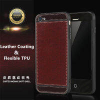 For Apple iPhone 4 4S Flexible Ultra Thin Rubber Silicone Cell Phone Case with Elegant Vintage Leather Lychee Pattern Finish Luxury Anti-fall Back Cover