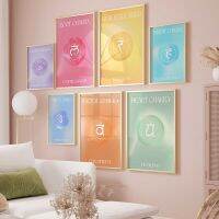 7 Chakra Gradient Y2K Wall Art พิมพ์โปสเตอร์สำหรับการทำสมาธิและการตรัสรู้ทางจิตวิญญาณ,ภาพวาดผ้าใบนามธรรม,ภาพผนังศิลปะในอุดมคติสำหรับตกแต่งห้องและบ้าน,เพิ่มพื้นที่ใช้สอยของคุณ