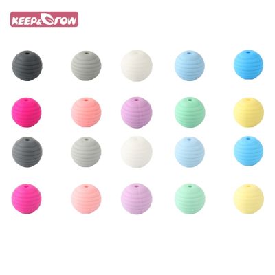 【DT】hot！ Keep Grow 15pcs Silicone Beads Baby Teething Round Food Grade 15mm Threaded BFA Teethers