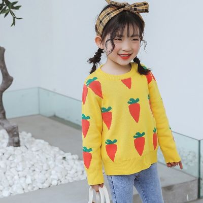 Baby Girl Sweaters Kids Baby Sweaters Cute Carrot Pattern Autumn Winter Kids Clothes Knit Pullover Casual Boys Top Clothing