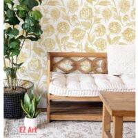 【JJA Decoration】 EZ Art สติกเกอร์วอลเปเปอร์ตกแต่งผนังติดบุปผา10เมตรครีมสีเหลืองทอง