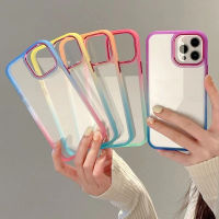 เคสหลังใสขอบสีทู โทน Case Samsung A12 M12 A02S A03S A50 A50S A30S A22 A52 A52S A13 A03 A53 A73 S21FE M23 A23 A33 M33 S22Ultra เคสกันกระแทก เคสกันกระแทก ไล่สี ขอบนิมหลังแข็ง เคสไอ