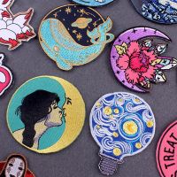 Cartoon Anime Scenery Embroidery Cloth Patch Outdoor Iron on Patches for Jackets Backpack Fusible Thermoadhesive Applique Emblem Haberdashery