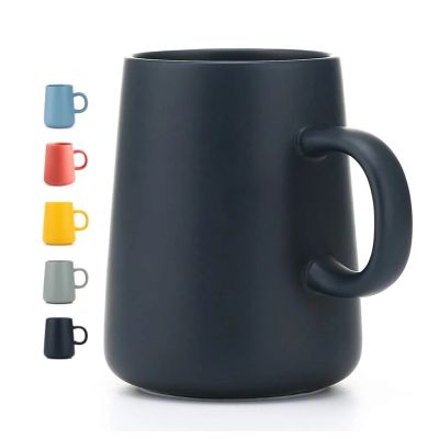 【High-end cups】ถ้วยชาเซรามิกแก้วขนาดใหญ่พิเศษถ้วยกาแฟกว้างเซรามิกสีเดียว F Rosted บิ๊กแก้วกาแฟถ้วยชาด้วยช้อน450มิลลิลิตร