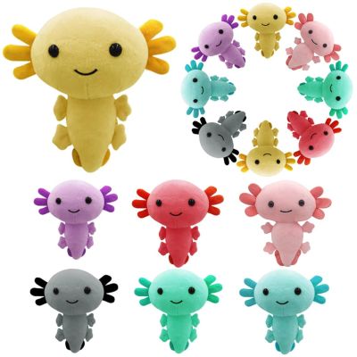 ตุ๊กตารูปสัตว์น่ารักของเล่นสัตว์ผ้ากำมะหยี่ Axolotl Plushies การ์ตูนสัตว์ชมพูอ่อน Axolotl ตุ๊กตามือสำหรับเด็กของขวัญ