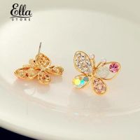 Ellastore lady Chic Lovely Rhinestone Hollow Butterfly Ear Stud Earrings