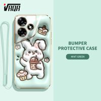 VRQR เคสโทรศัพท์วิชวล3D สำหรับ Infinix Hot 30 Play Hot 30i X6831 X669 Spark 10 กระต่ายน่ารักการ์ตูนลายสุนัขกันกระแทกป้องกันรอยขีดข่วนสายคล้องคอส่ง