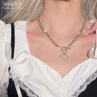 MIAOYA FJSL แฟชั่นสร้อยคอหัวใจกลวงผู้หญิง สร้อยคอคู่สีเงินเรียบง่าย เครื่องประดับสไตล์ย้อนยุค