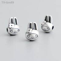 ? ของขวัญ DIY ของขวัญเครื่องประดับ S999 เงินบริสุทธิ์ 3D Hard Silver Zodiac Rabbit ลูกปัด DIY สร้อยข้อมือเชือกถักเครื่องประดับวัสดุกระต่ายปีอุปกรณ์เสริมลูกปัดแบบหลวม