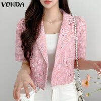 Fancystyle VONDA ชุดสูทผู้หญิงพิมพ์ลายแบบเปิดเสื้อคอปกอเนกประสงค์