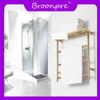 Broonpre 304ผ้าเช็ดตัวสแตนเลสไทเทเนียมสีทองอุ่นห้องน้ำผ้าเช็ดตัวติดผนังไฟฟ้าผ้าเช็ดตัวให้ความร้อนราวตากผ้า