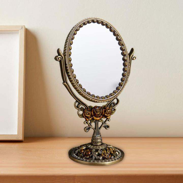 MagiDeal Oval Vanity Mirror Table Stand Mirror 360 Degree Rotation 2