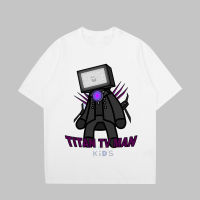 Fashion (ฟรีชื่อ) เสื้อยืดลําลอง แขนสั้น พิมพ์ลายตัวอักษร Skibidi TITAN TVMAN สําหรับเด็ก T Shirt