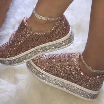 Womens Sequins Glitter Sneakers Trainers Running Soft Casual Sparkly Shoes  Sizes | eBay