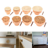 【CW】1pc Wooden Handles Beech Rattan Drawer Knob With Screw Wardrobe Furniture Handle Cupboard Door Handle Pulls Furniture Hardware