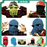 OKDEALS Fashion Beard Face Crochet Knit Squid Cap Warmer Hat Mustache Beanie