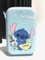 STITCH กล่องเก็บสายชาร์จ  กล่องใส่ PWB HDD , หูฟัง , เอนกประสงค์, Size XL ลาย  STITCH  LOVE    SKY  XL งานดี evaกันกระแทก ขนาด16x10x3.5cm งานสวยงาม BY NPNN