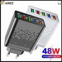 AIMEE แบบพกพาได้ รวดเร็วและรวดเร็ว ที่ QC3.0 พอร์ต USB 5พอร์ต อะแดปเตอร์ชาร์จ 48W ค่ะ ที่ชาร์จด่วน