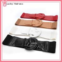 LUCKY HAIRACC พร้อมหัวเข็มขัด เข็มขัดรัดเอว สีทึบทึบ เครื่องหนังแท้ สายรัดเอว แฟชั่นสำหรับผู้หญิง ปรับได้ปรับได้ เข็มขัดยืดได้ สำหรับผู้หญิง