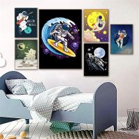 Astronaut Planet Space Cartoon Poster Print Wall Art Canvas Painting Nordic Childrens Bedroom Home Decor Mural Frameless